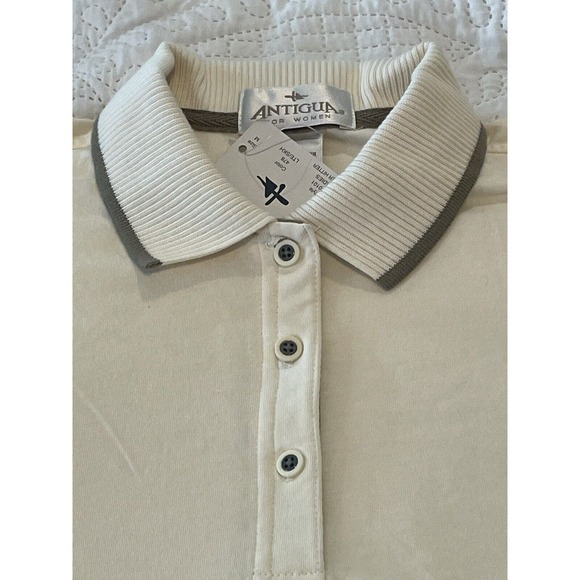 NWT Women's Antigua CREME OLIVE GREEN Collared Golf Shirt Size M 100% Cotton - Picture 5 of 7
